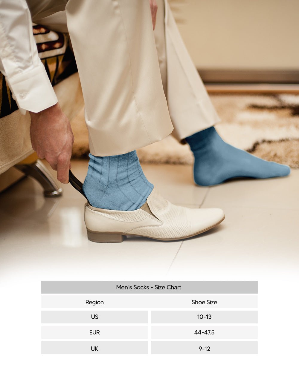 Vittorio Farina Men's Ribbed Shear Nylon Over The Calf Dress Socks - Suits You Sir - Sky Blue - 12