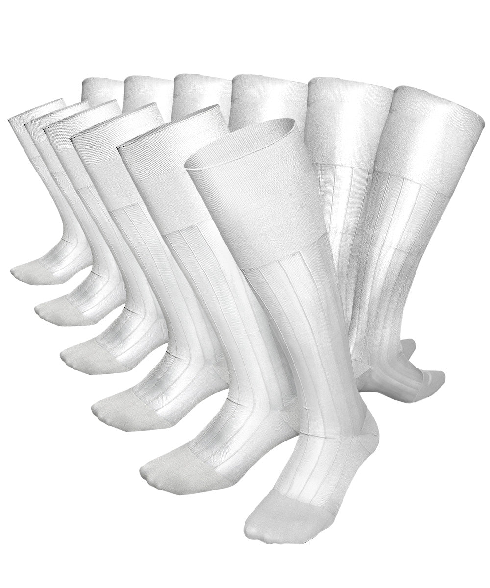 Vittorio Farina Men's Ribbed Shear Nylon Over The Calf Dress Socks - Suits You Sir - White - 12