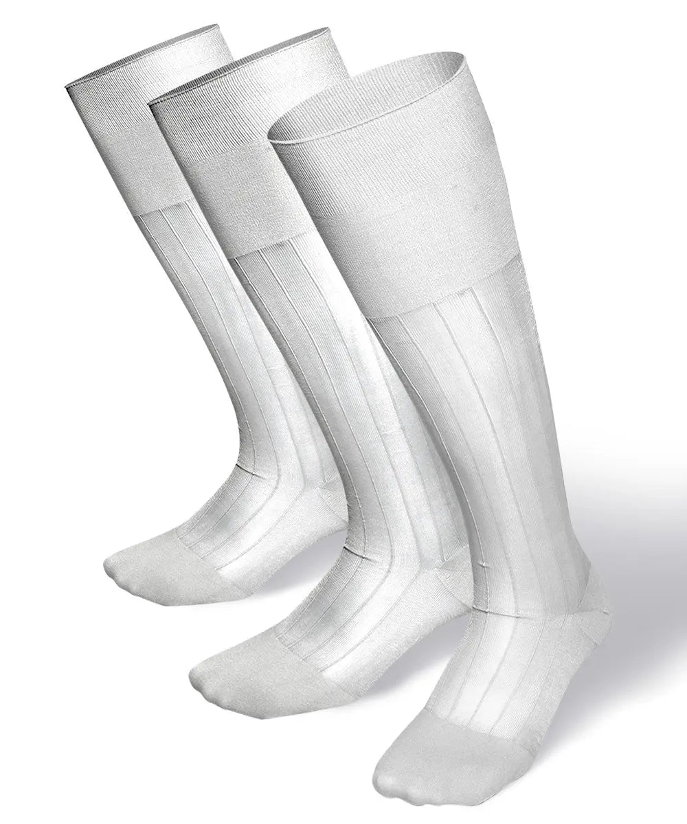 Vittorio Farina Men's Ribbed Shear Nylon Over The Calf Dress Socks - Suits You Sir - White - 3