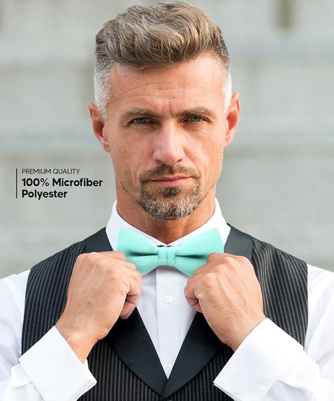 Vittorio Farina Men's Satin Bow Tie in Gift Box - Suits You Sir - Aqua -