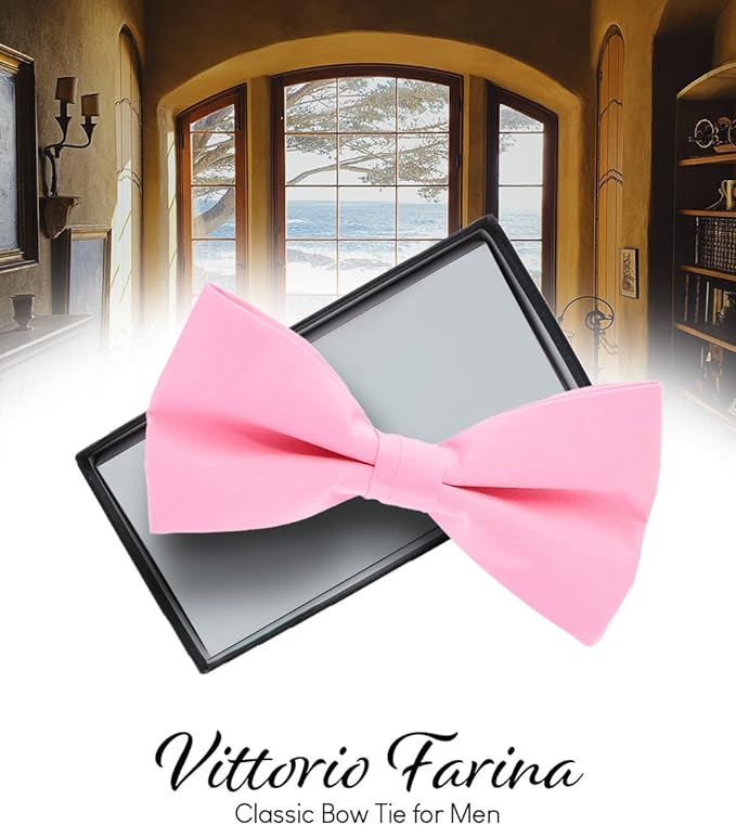Vittorio Farina Men's Satin Bow Tie in Gift Box - Suits You Sir - Burgundy -