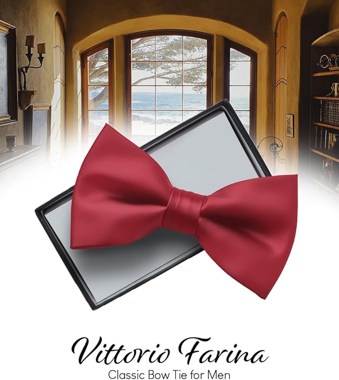 Vittorio Farina Men's Satin Bow Tie in Gift Box - Suits You Sir - Charcoal -