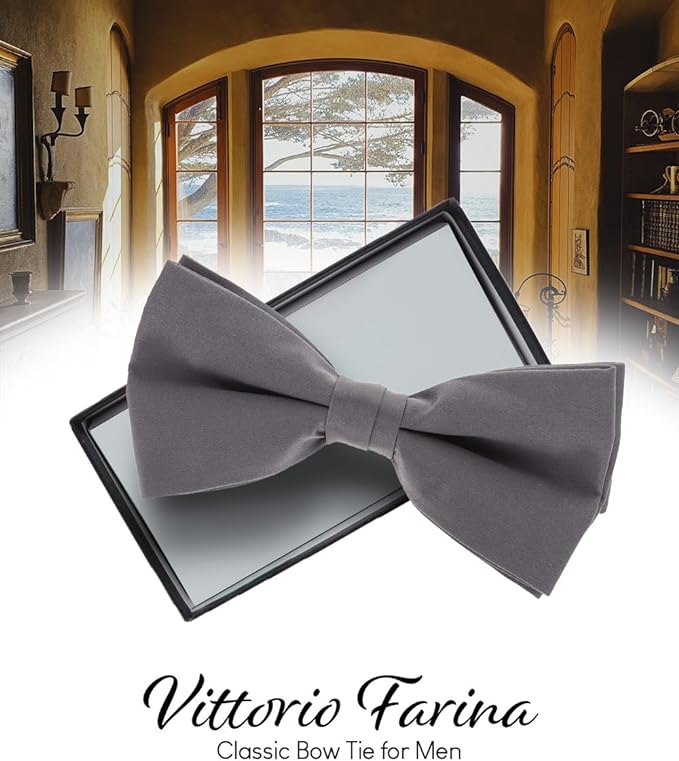 Vittorio Farina Men's Satin Bow Tie in Gift Box - Suits You Sir - Coral -