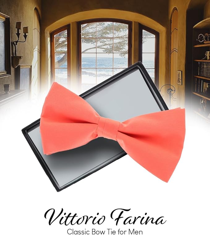 Vittorio Farina Men's Satin Bow Tie in Gift Box - Suits You Sir - Gold -
