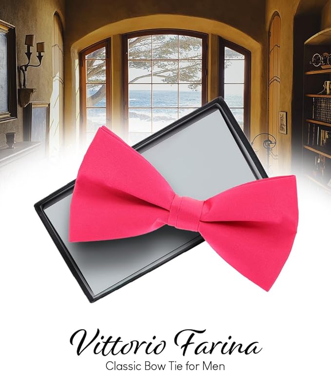 Vittorio Farina Men's Satin Bow Tie in Gift Box - Suits You Sir - Ivory -