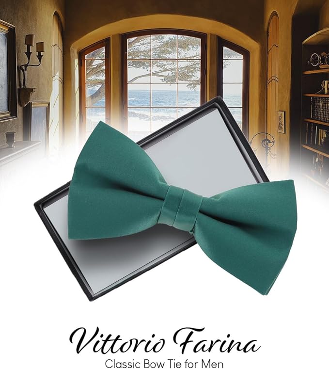 Vittorio Farina Men's Satin Bow Tie in Gift Box - Suits You Sir - Kelly Green -