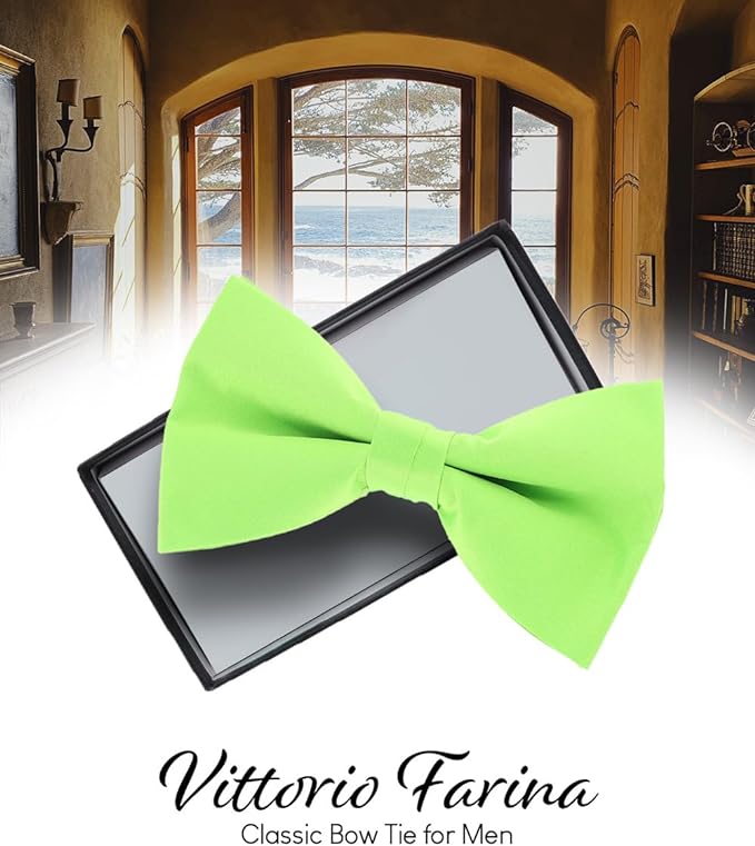 Vittorio Farina Men's Satin Bow Tie in Gift Box - Suits You Sir - Mint Green -