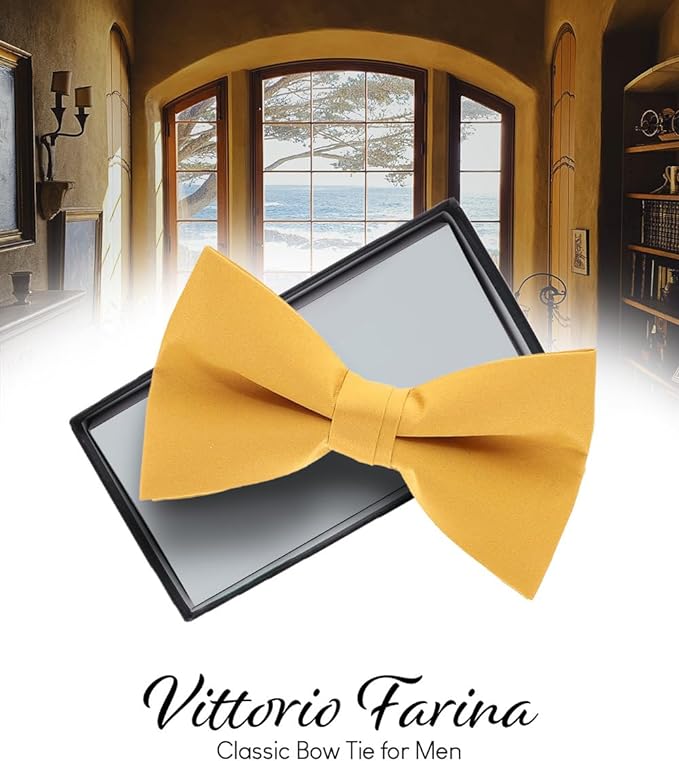 Vittorio Farina Men's Satin Bow Tie in Gift Box - Suits You Sir - Peach -
