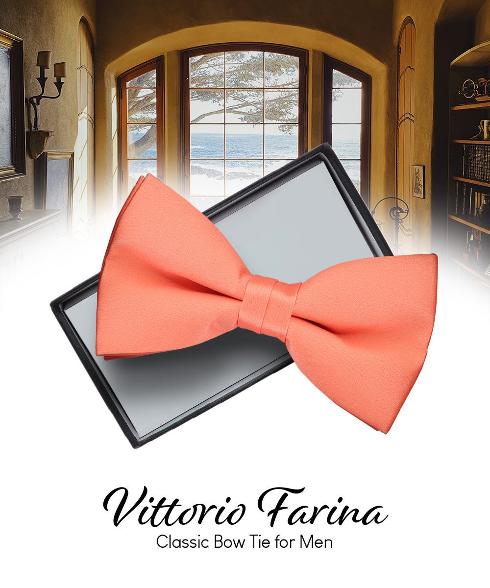 Vittorio Farina Men's Satin Bow Tie in Gift Box - Suits You Sir - Rose Gold -