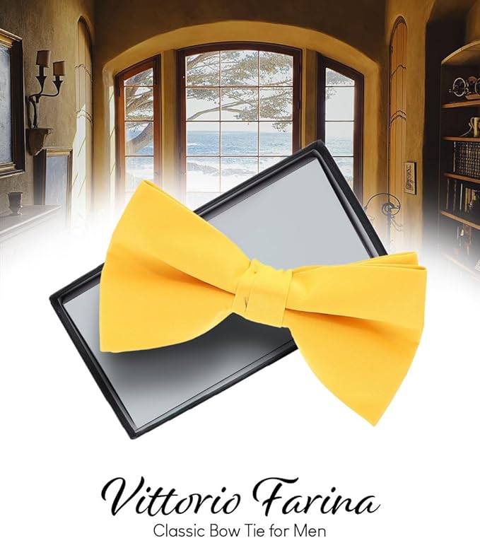 Vittorio Farina Men's Satin Bow Tie in Gift Box - Suits You Sir - Rose Gold -