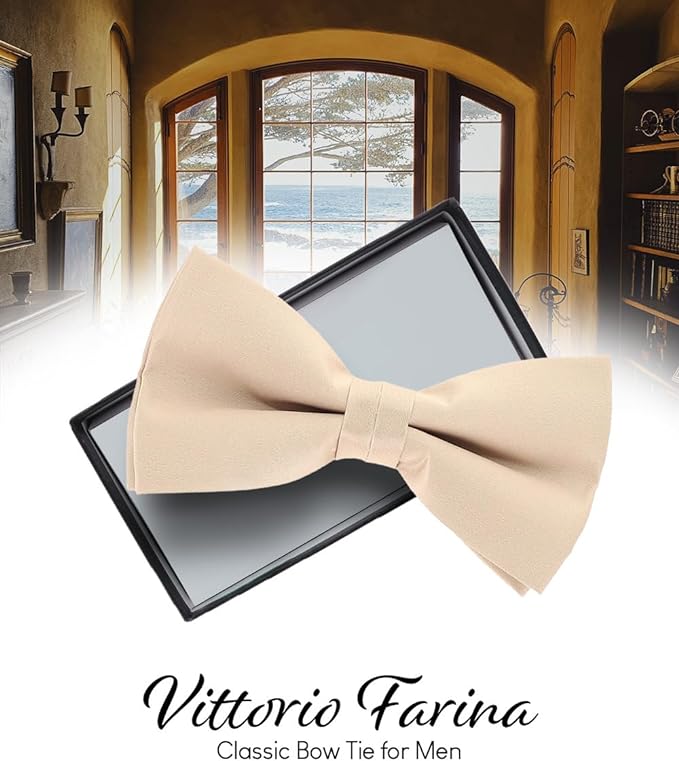Vittorio Farina Men's Satin Bow Tie in Gift Box - Suits You Sir - Rose Gold -