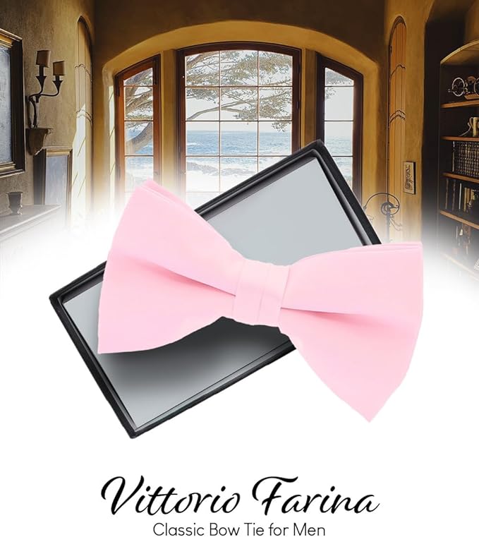 Vittorio Farina Men's Satin Bow Tie in Gift Box - Suits You Sir - Silver -
