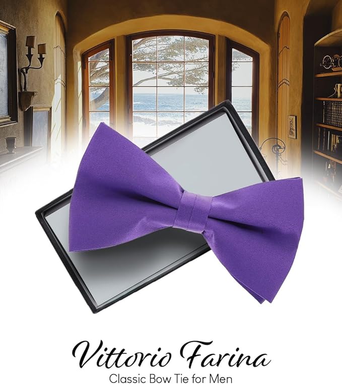 Vittorio Farina Men's Satin Bow Tie in Gift Box - Suits You Sir - Sky Blue -