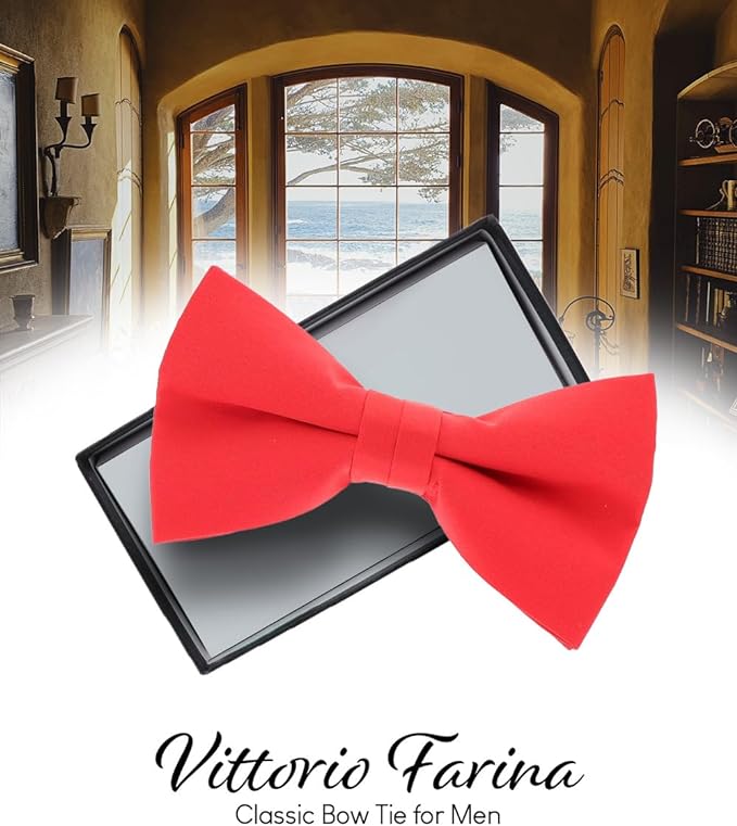 Vittorio Farina Men's Satin Bow Tie in Gift Box - Suits You Sir - Teal Blue -