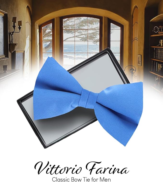 Vittorio Farina Men's Satin Bow Tie in Gift Box - Suits You Sir - Turquoise -