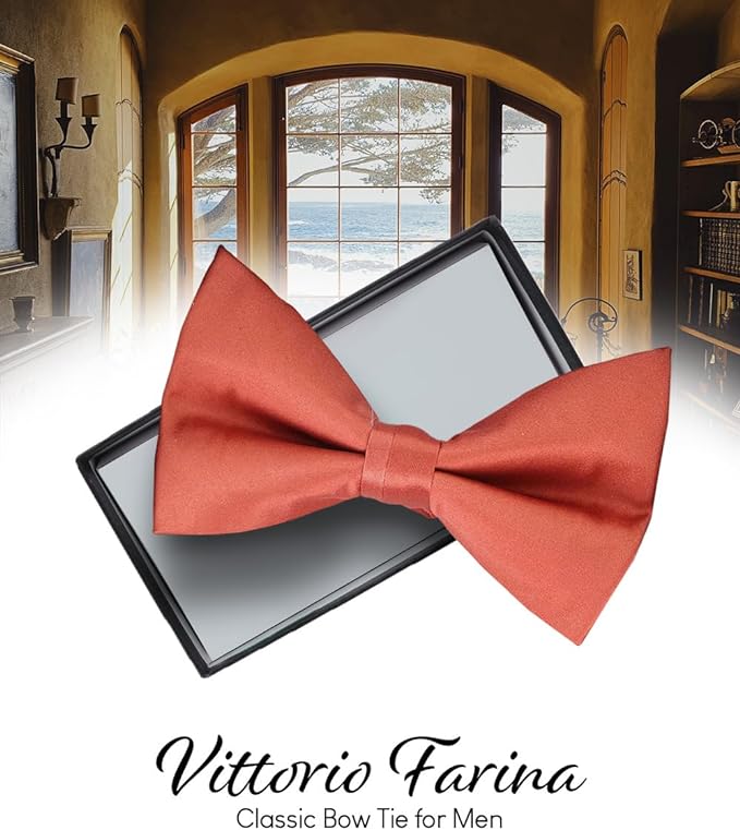 Vittorio Farina Men's Satin Bow Tie in Gift Box - Suits You Sir - White -
