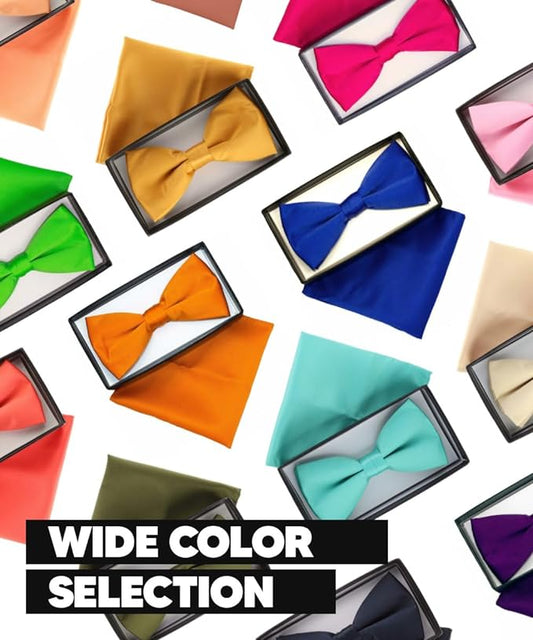 Vittorio Farina Men's Satin Bow Tie & Pocket Square in Gift Box - Suits You Sir - Aqua -