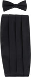 Vittorio Farina Men's Satin Cummerbund, Bow Tie and Pocket Square Set in Gift Box - Suits You Sir - Black -