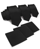 Vittorio Farina Men's Satin Necktie & Pocket Square (Multipack) - Suits You Sir - Black -