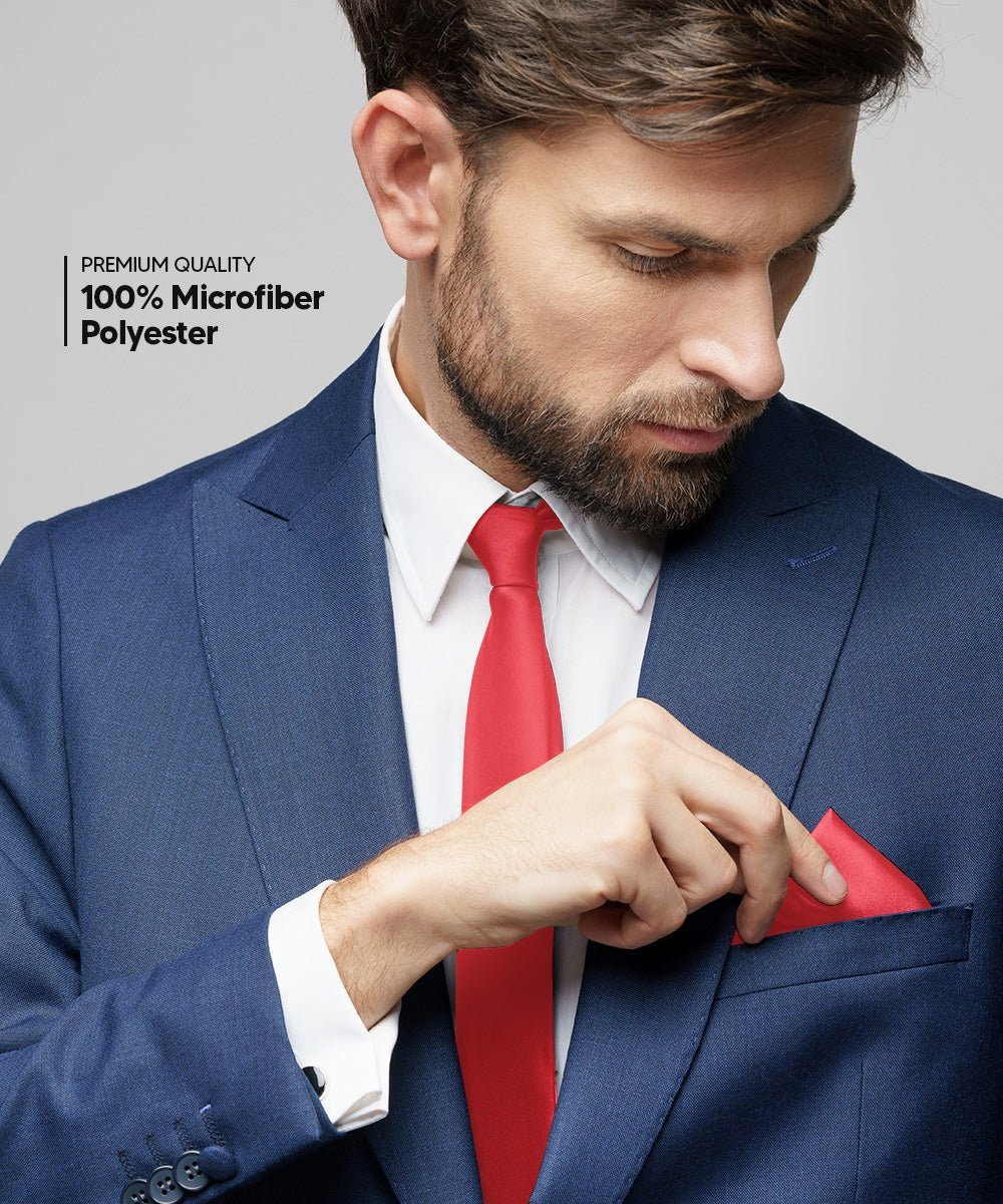 Vittorio Farina Men's Satin Necktie & Pocket Square (Multipack) - Suits You Sir - Red -