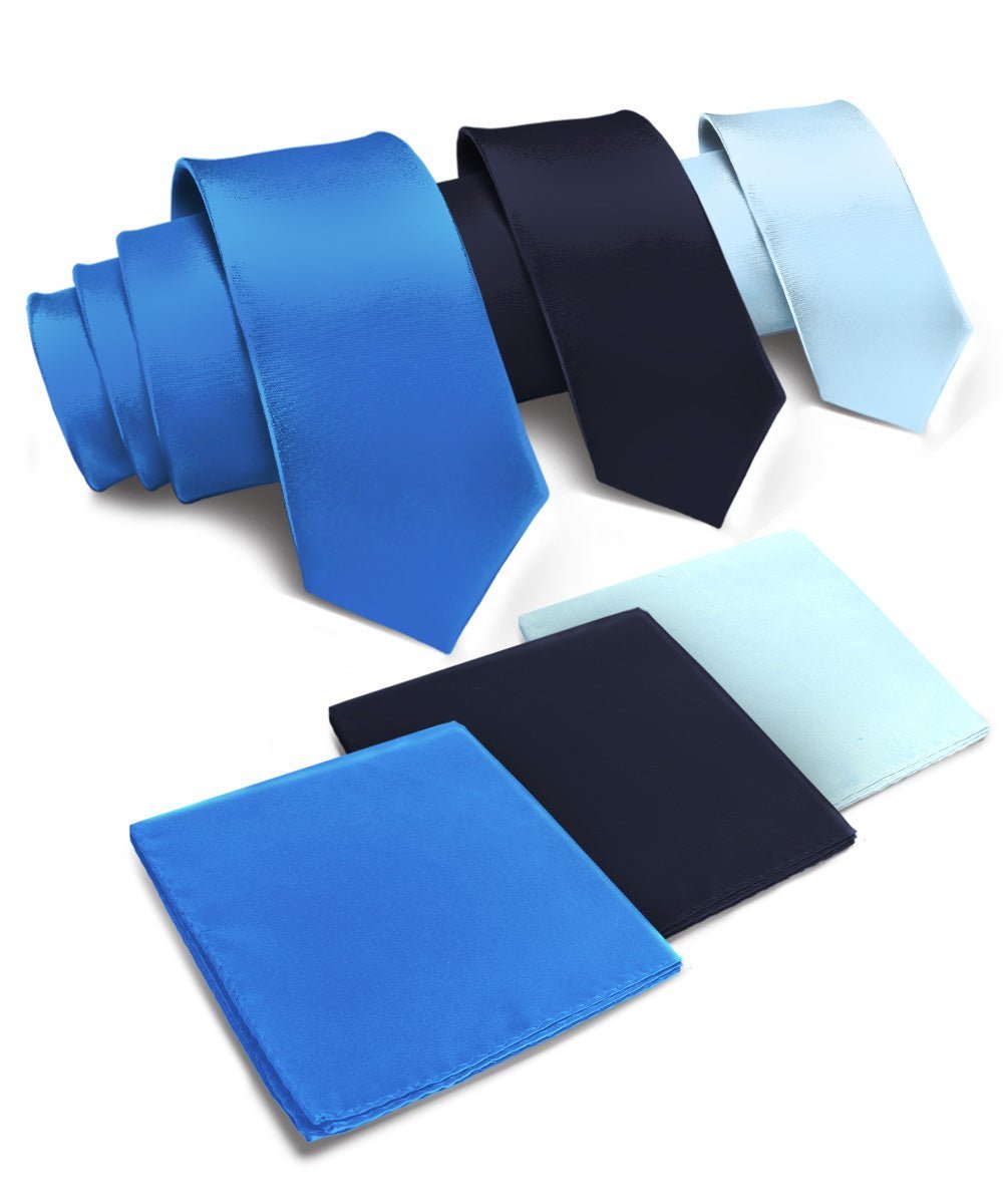 Vittorio Farina Men's Satin Necktie & Pocket Square (Multipack) - Suits You Sir - Royal Blue -