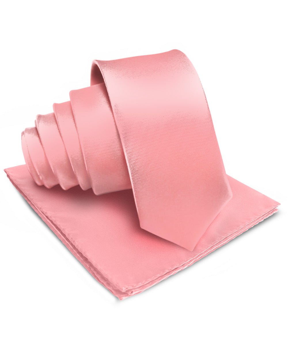 Vittorio Farina Men's Satin Necktie & Pocket Square - Suits You Sir - Blush -