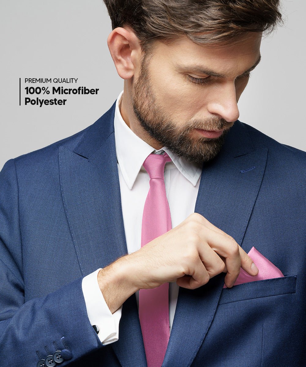 Vittorio Farina Men's Satin Necktie & Pocket Square - Suits You Sir - Bubblegum Pink -