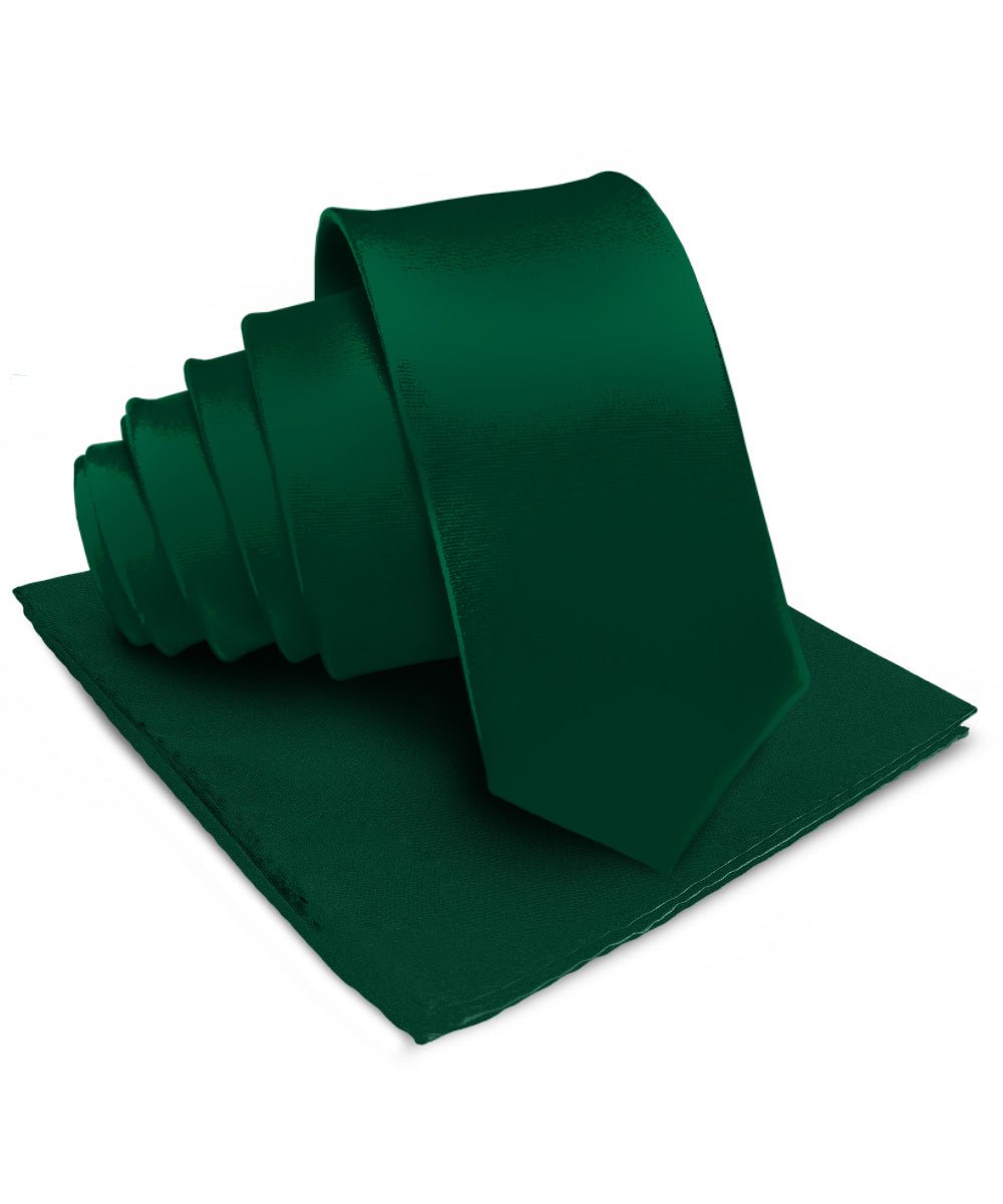 Vittorio Farina Men's Satin Necktie & Pocket Square - Suits You Sir - Hunter Green -