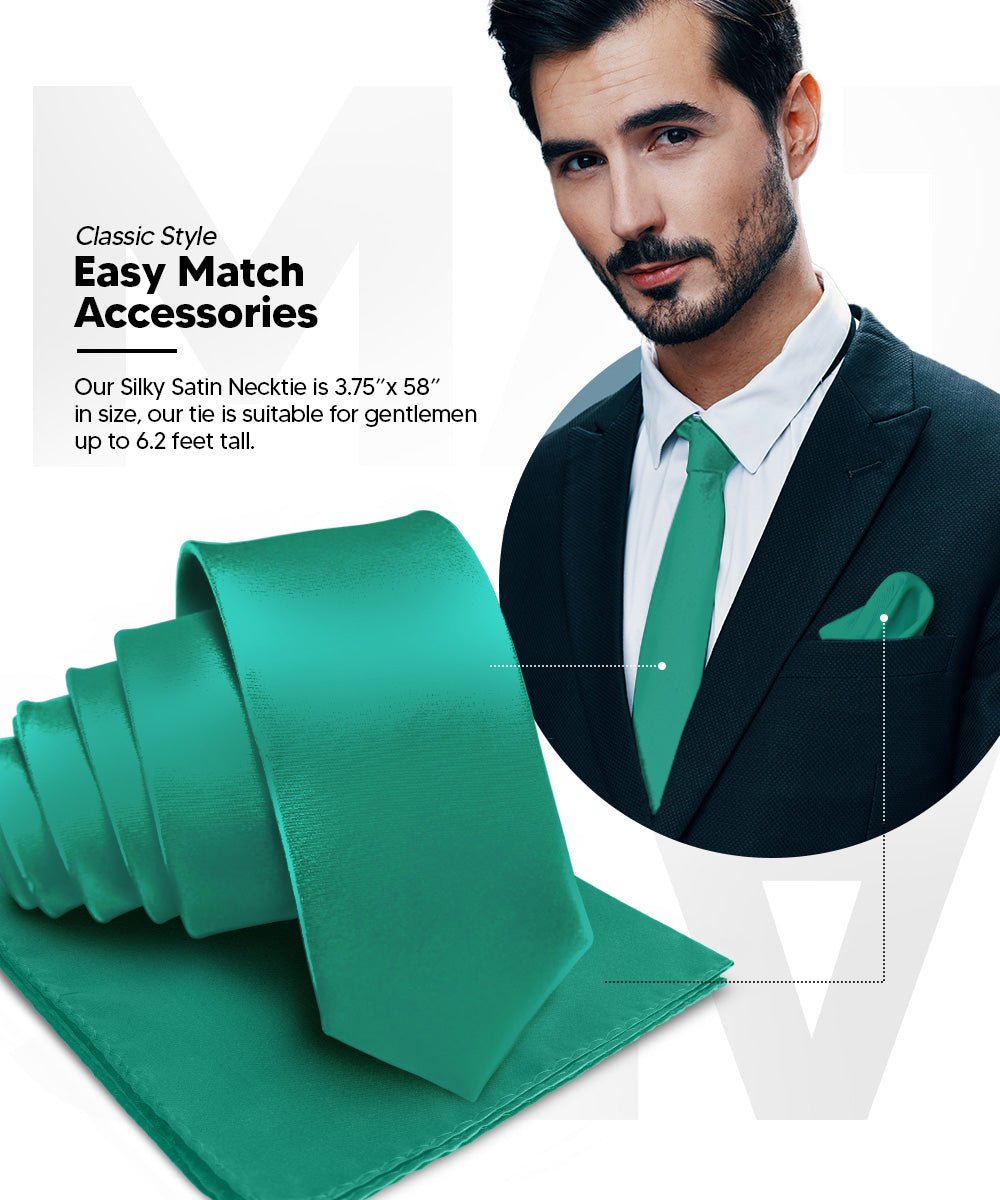 Vittorio Farina Men's Satin Necktie & Pocket Square - Suits You Sir - Kelly Green -