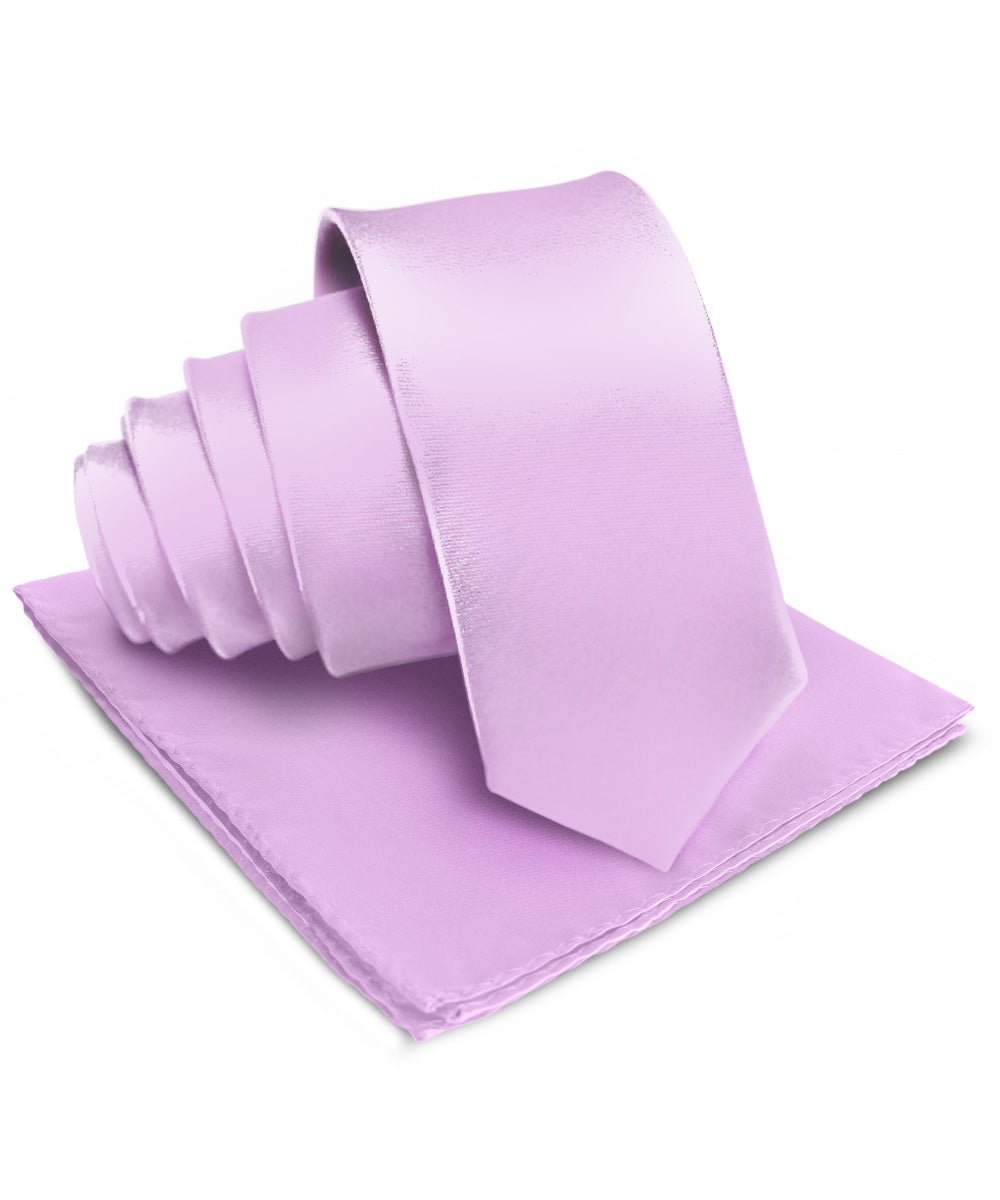 Vittorio Farina Men's Satin Necktie & Pocket Square - Suits You Sir - Lavender -