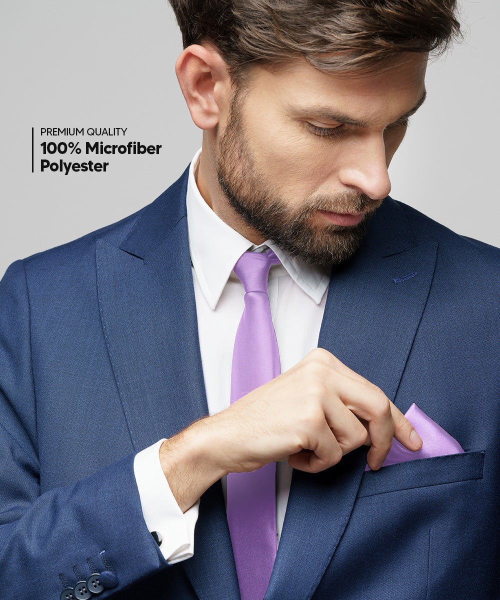 Vittorio Farina Men's Satin Necktie & Pocket Square - Suits You Sir - Medium Purple -
