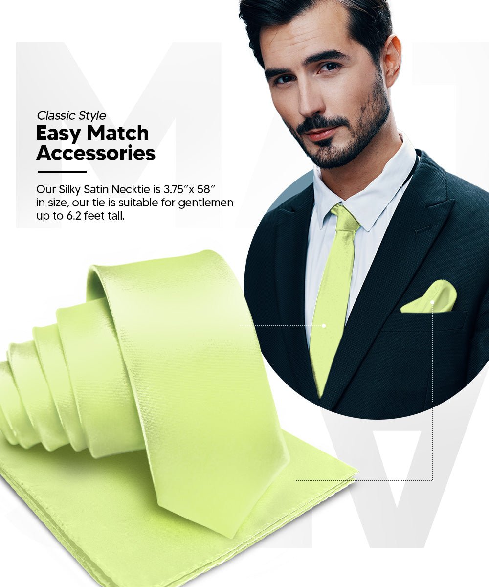 Vittorio Farina Men's Satin Necktie & Pocket Square - Suits You Sir - Mint Green -