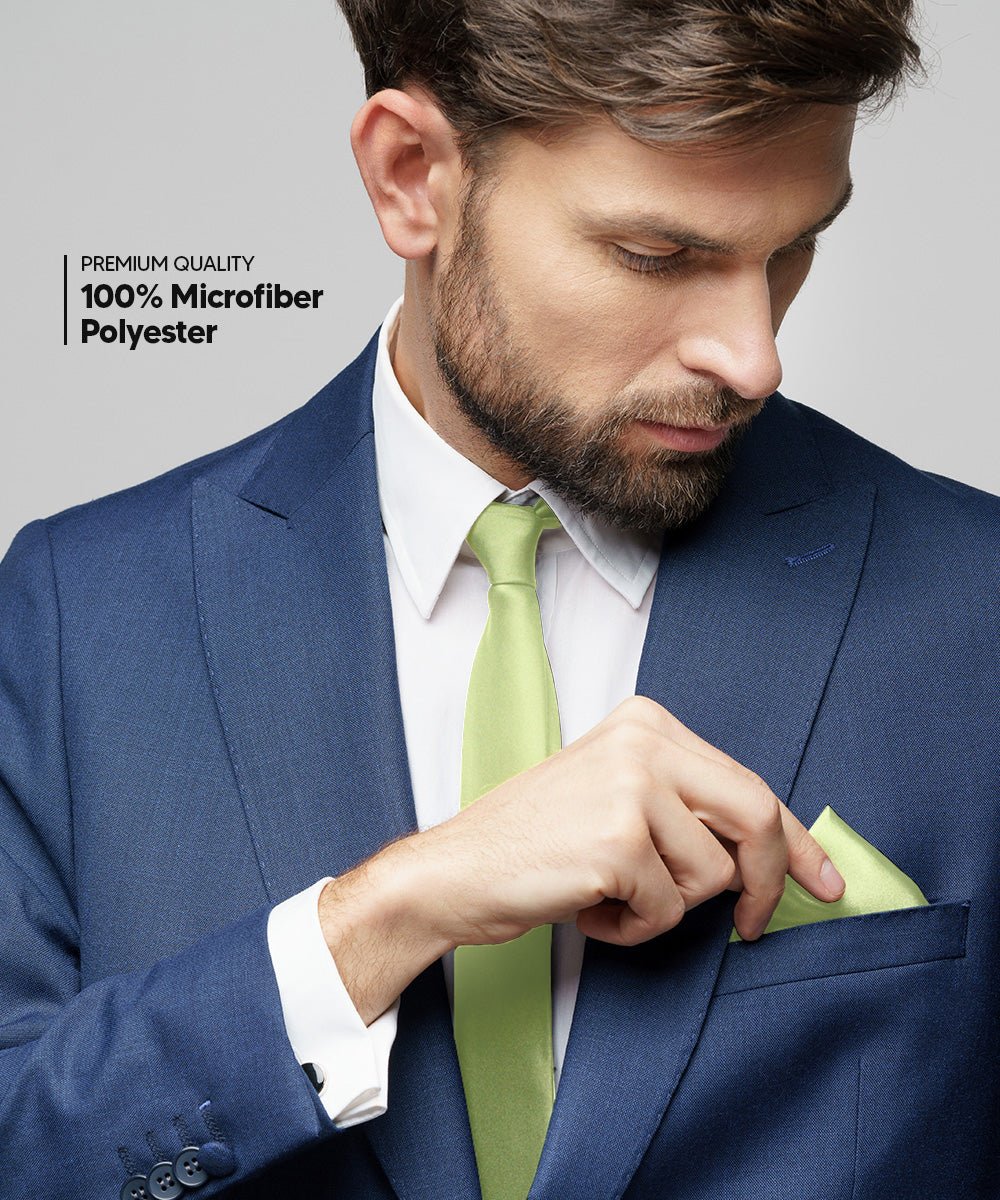 Vittorio Farina Men's Satin Necktie & Pocket Square - Suits You Sir - Mint Green -