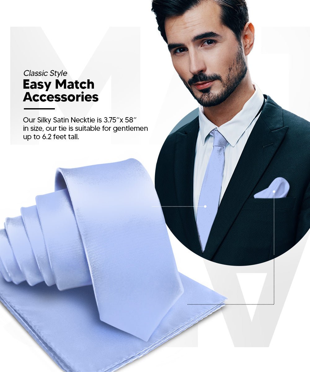 Vittorio Farina Men's Satin Necktie & Pocket Square - Suits You Sir - Perywinkle -