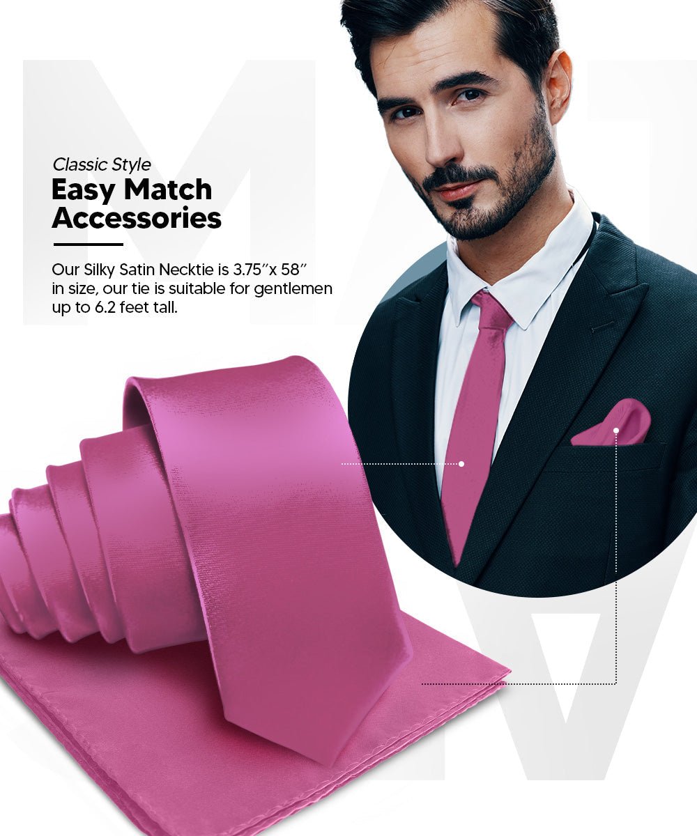 Vittorio Farina Men's Satin Necktie & Pocket Square - Suits You Sir - Plum -