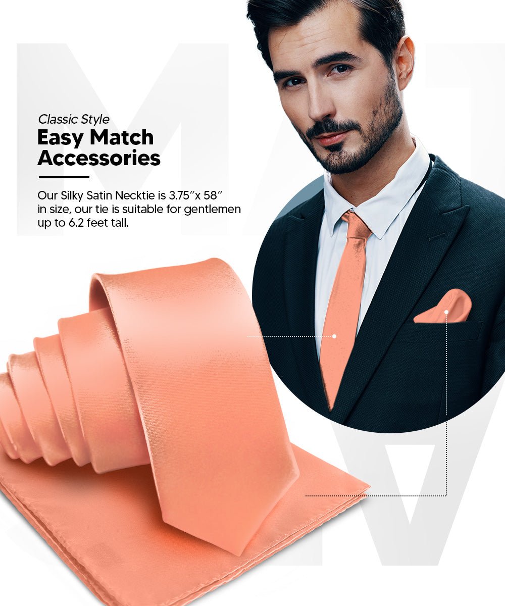 Vittorio Farina Men's Satin Necktie & Pocket Square - Suits You Sir - Rose Gold -