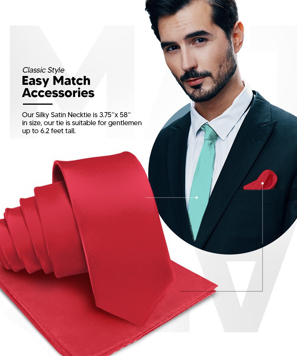 Vittorio Farina Men's Satin Necktie & Pocket Square - Suits You Sir - Wine -
