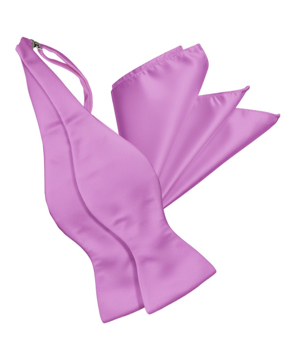 Vittorio Farina Men's Satin Self Tie Bow Tie & Pocket Square in Gift Box - Suits You Sir - Lavender -