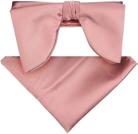 Vittorio Farina Men's Satin Teardrop Bow Tie & Pocket Square in Gift Box - Suits You Sir - Blush -