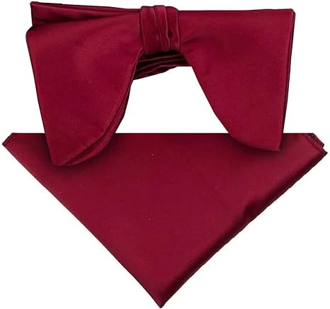 Vittorio Farina Men's Satin Teardrop Bow Tie & Pocket Square in Gift Box - Suits You Sir - Burgundy -