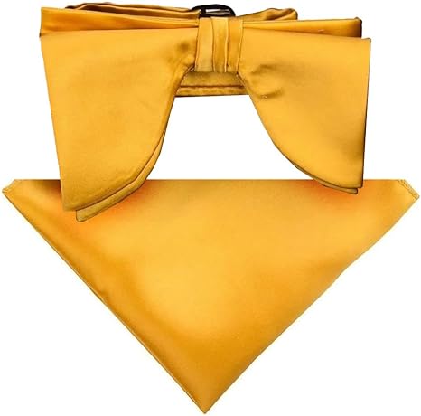 Vittorio Farina Men's Satin Teardrop Bow Tie & Pocket Square in Gift Box - Suits You Sir - Gold -
