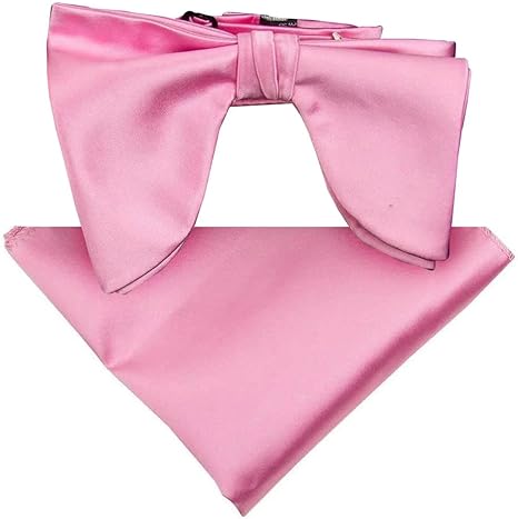 Vittorio Farina Men's Satin Teardrop Bow Tie & Pocket Square in Gift Box - Suits You Sir - Pink -