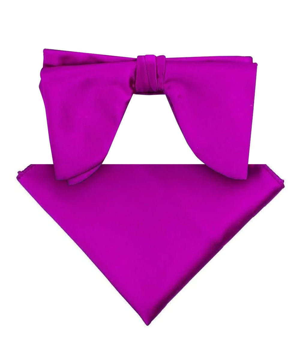 Vittorio Farina Men's Satin Teardrop Bow Tie & Pocket Square in Gift Box - Suits You Sir - Purple -