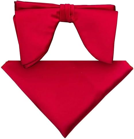 Vittorio Farina Men's Satin Teardrop Bow Tie & Pocket Square in Gift Box - Suits You Sir - Red -