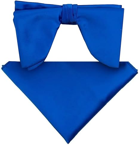 Vittorio Farina Men's Satin Teardrop Bow Tie & Pocket Square in Gift Box - Suits You Sir - Royal Blue -