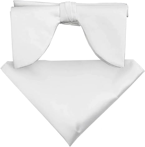 Vittorio Farina Men's Satin Teardrop Bow Tie & Pocket Square in Gift Box - Suits You Sir - White -