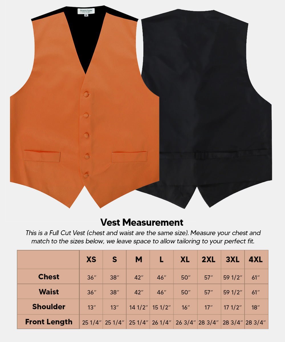 Vittorio Farina Men's Satin Vest, Necktie, Bow Tie and Pocket Square Set (Black Back) - Suits You Sir - Burnt Orange - XS