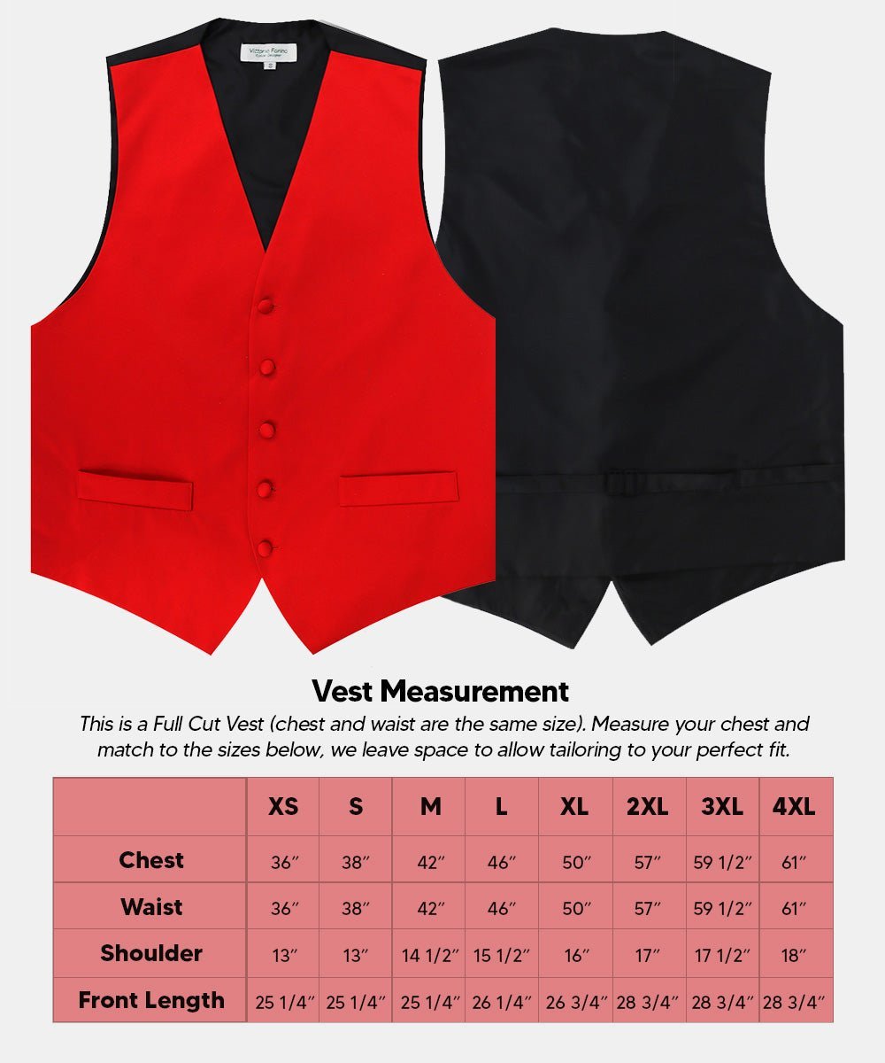 Vittorio Farina Men's Satin Vest, Necktie, Bow Tie and Pocket Square Set (Black Back) - Suits You Sir - Red - XS