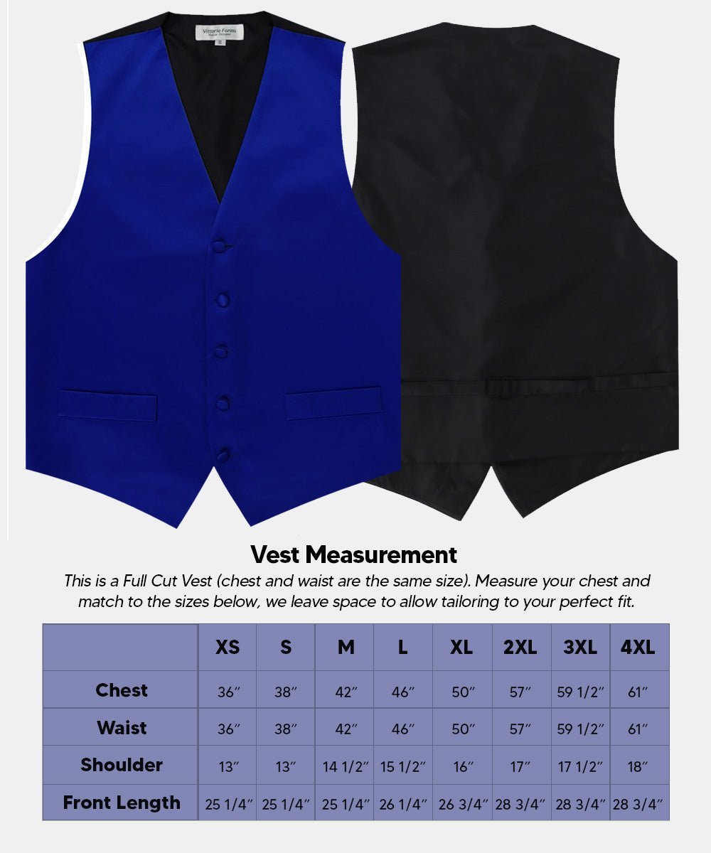Vittorio Farina Men's Satin Vest, Necktie, Bow Tie and Pocket Square Set (Black Back) - Suits You Sir - Royal Blue - XS