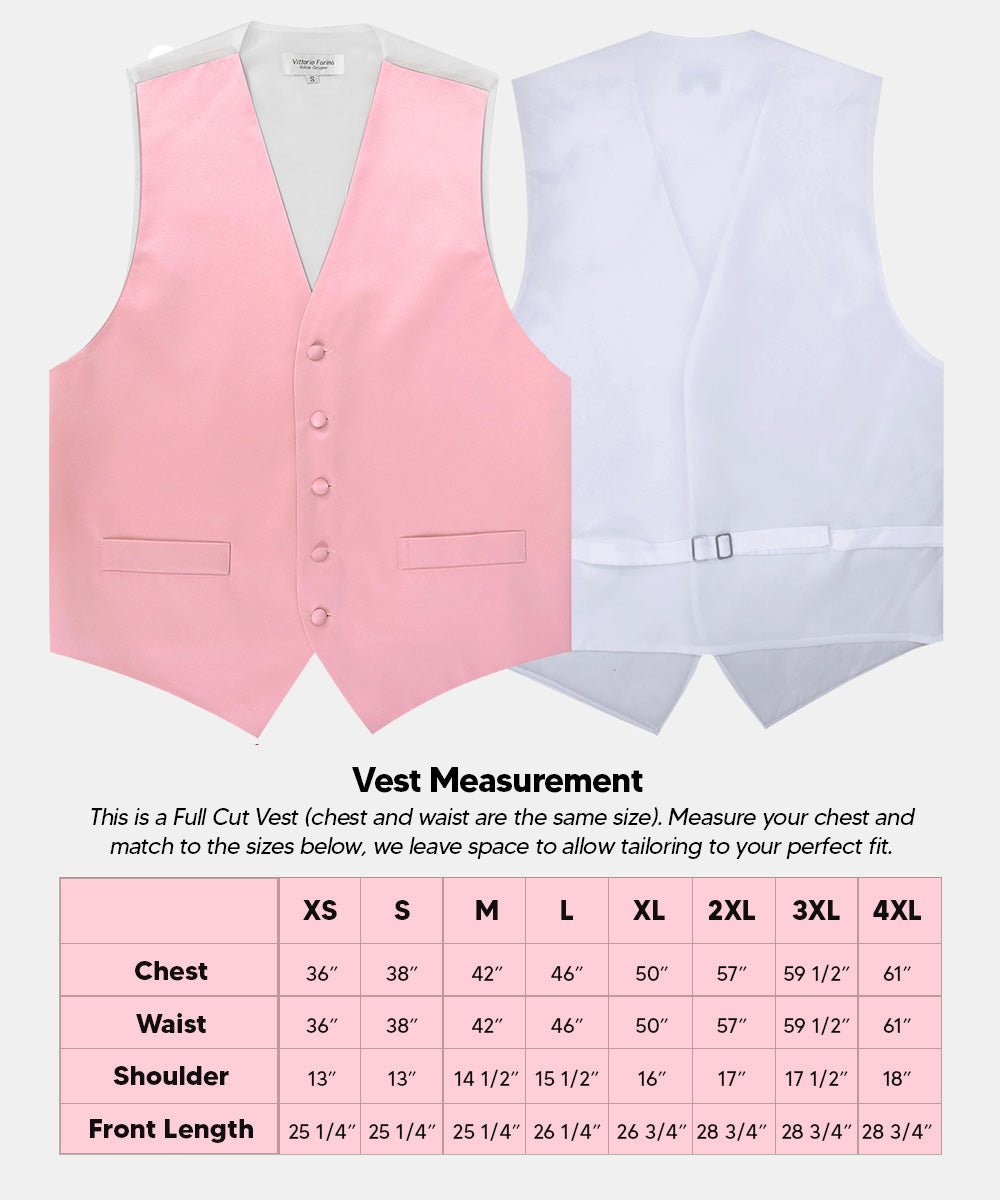 Vittorio Farina Men's Satin Vest, Necktie, Bow Tie and Pocket Square Set (White Back) - Suits You Sir - Pink - XS